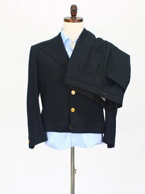 Retro 1970s Lawrence Pucci Chicago Eisenhower 42S 32x29 Black Suit 4-Button R887